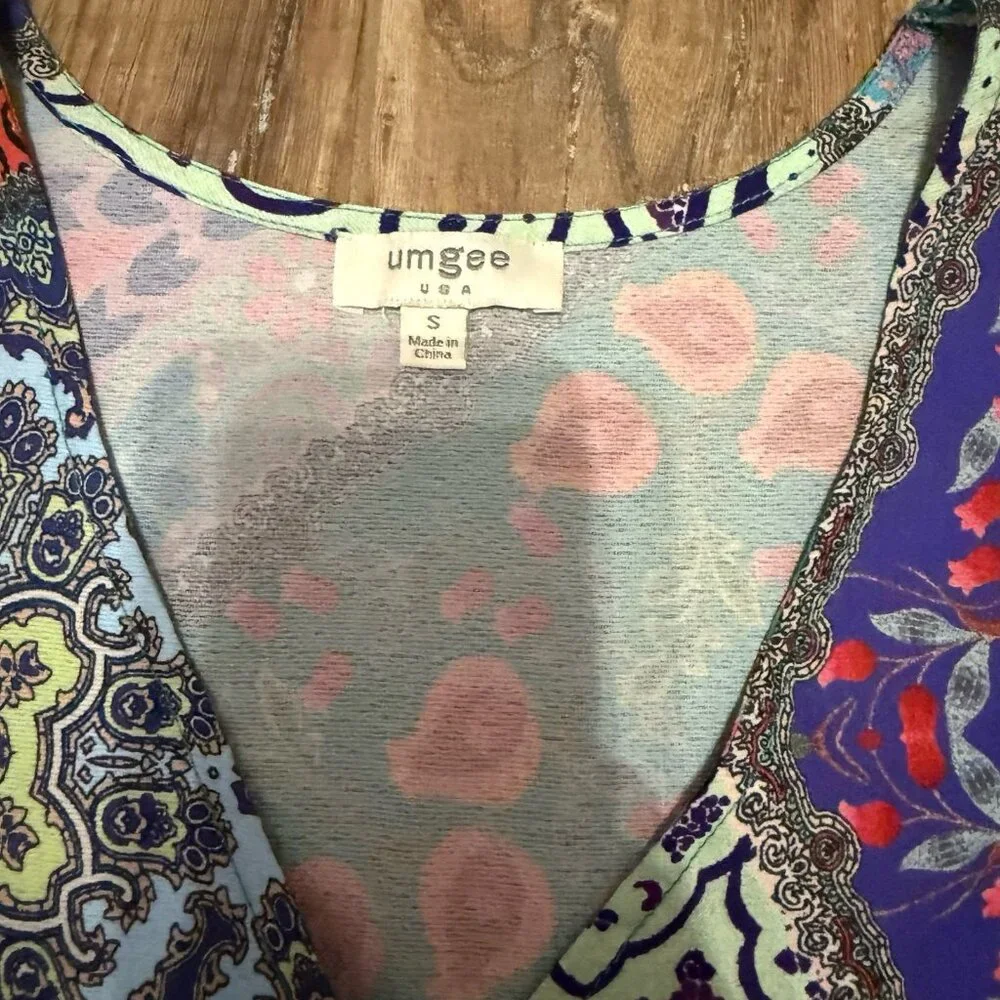 Umgee Mixed Print Ruffle Top - Picture 2 of 3